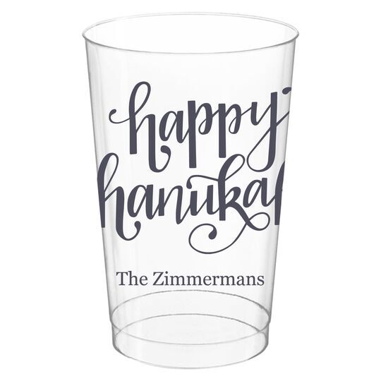 Hand Lettered Happy Chanukah Clear Plastic Cups